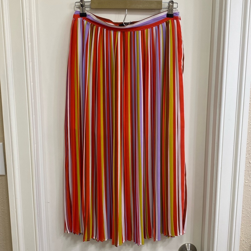 Pleated Stripe Skirt